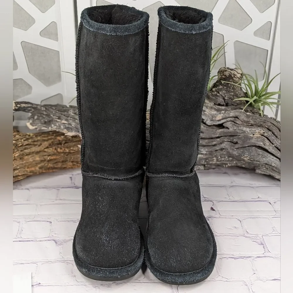Bjorndal Zoe Black Suede Sheepskin Shearling Fur Lined Leather Boots